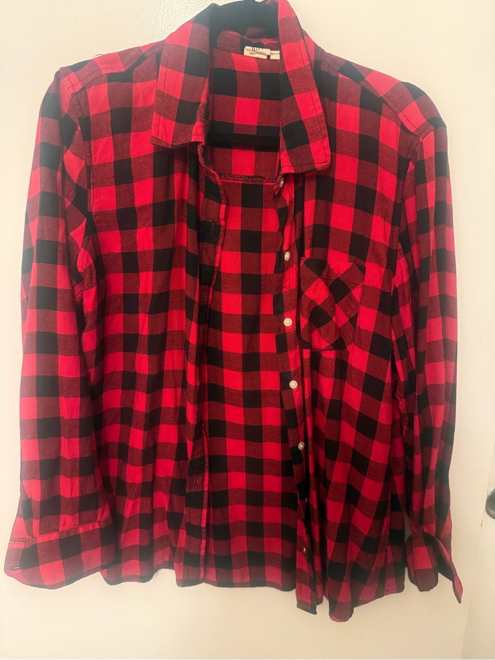 GAP Red and Black Plaid Button-Down Shirt